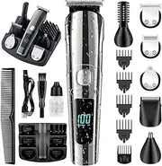 Professional 6 in 1 Hair Clipper Set & Trimmer Kit, Electric Beard Trimmer Razor for Nose, Body, Face & Mustache, with 5 Limiting Combs, Men