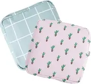 HAKIDZEL 2Pcs Travel Period Bags for Women Sanitary Pad Pouches Compact Menstrual Pad Holders Stylish Checkered Cactus Design for School Office and Outdoor