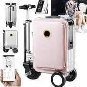 [BPKKLLSU] Electric Suitcase- 20L, Electric Luggage Adults for Travel, Load 110Kg/ Charging Time: 2 H, One-Button Telescopic+ 3 Speed Adjustment, Remote Control, for Business Trip/Travel,Pink