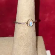 sterling silver stackable ring Size 9 Rainbow Moonstone