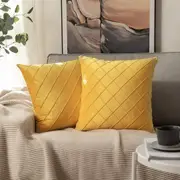 Velvet Throw Pillow Square Soft Couch Pillows Set of 2 (Inserts + Pillow Covers, Orange)