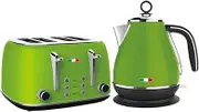 Vintage Electric Kettle and Toaster Set Combo Deal Stainless Steel Lime Green