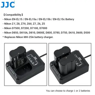 JJC Nikon EN-EL15c 相機電池充電器 Zf Z8 Z7II Z6II Z7 Z6 Z5 D850 等