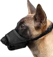 Mesh Muzzle for Small Medium Large Dogs, Soft Dog Muzzle to Prevent Biting Chewing, Adjustable Puppy Muzzle for Training Vet Visit (Black, M)