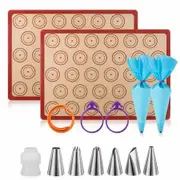 Macaron Mat Kit(14pcs set) 2 macaron mats,6 Piping Tip,1 small converter, 2 laminating bags, 2 ties, 1 pat ring