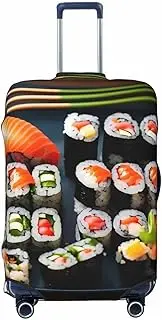 [CADREWY] sushi pattern Print Travel Suitcase Cover Luggage Protector with Elastic Anti Scratch for Carry On, Black, Small