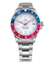 RATIO FreeDiver GMT White Dial Blue Red Pepsi Bezel Automatic RTF061 Mens Watch