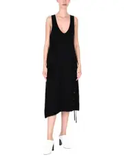 RRP €880 NEIL BARRETT Wool Knitted Midi Dress Size M Black Lace-Up Trim V-Neck