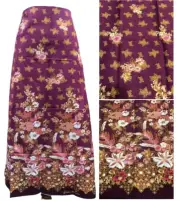Traditional Skirt Sarong Wrap Women Print Batik Cotton Fabric Table Cloth Purple