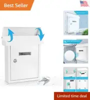 Sturdy Wall Mount Locking Mailbox - Galvanized Steel - Residential & Office
