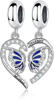 [DWJSu] Heart Puzzle Butterfly Charm Set Crystal Engraved Friend Daughter Bead fit Charms Bracelets Necklace For Women