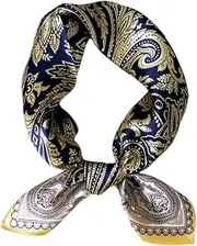 [FOMIYES] 1Pc Elegant Square Silk Kerchief for Women Plant Flower Navy Scarf for Office Wear Flight Attendants Special Occasions Smooth Touch Stylish Design