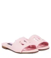 [Dolce & Gabbana Kids] Dolce & Gabbana Kids DG leather slides UK 12 pink