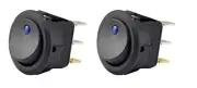 K-Four Off-On Round Lighted Rocker Switch, Blue Dot