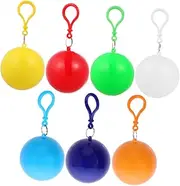 [BESPORTBLE] 7 Pcs Disposable Ball Poncho Raincoat Compact Unisex Keyring Design Lightweight Space Saving Rainwear for Outdoor Activities Sports Camping and Emergencies Mixed Colors