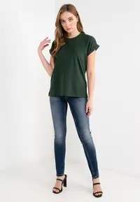 在飛比找ZALORA購物網優惠-Pure Cotton Cap Sleeves Tee