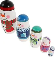 Kisangel 5 Cute Snowman Russian Nesting Dolls Stacking Dolls for Handmade Winter Holiday Decor Safe Educational for Christmas Birthday Celebrations