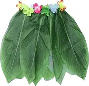 ROMANSENTIAL Hawaiian Grass Skirt for Beach Luau Party Elastic Waist Evening Performance Leaf Skirt for Vintage Theme Events and Dance Celebrations Green