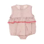 [PESCIOLINO ROSSO] PESCIOLINO ROSSO Linen romper suit with tassels Kids 6M 6M Pink