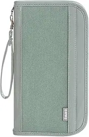 [Xinyanmy] Passport Wallet,Multi-Function RFID Blocking Passport Holder, Document Organiser, Waterproof Family Travel Wallet Card Organiser for Men Women, Green, 25*2.5*14cm, Modern