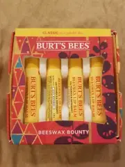 Burt"s Bees Lip Balm 4 Pack Gift Box With Vitamin E and Peppermint. 100% Natural
