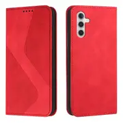 S23 Fe Case PU Leather Flip Cover Magnetic Closure Wallet Card Slots Stand Case - Red