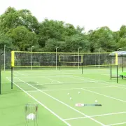 Badminton Net 600x155 cm Yellow Black Durable PE Fabric for Outdoor Sports