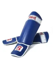 Sandee Sport Slim Shin Instep Guard Blue Muay Thai Pads Sparring Training Gear