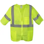 Cordova V3001M Cor-Brite Type R, Class III, Lime Mesh Vest, Zipper Closure,...