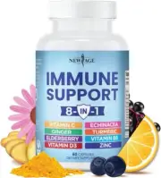 NEW AGE 8 in 1 Immune Support Booster Supplement with Echinacea Vitamin C - 60ct