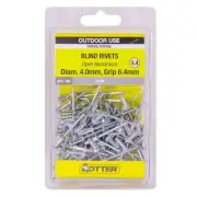 Otter 4.0 x 6.4mm Open Aluminium Blind Rivets - 100 Pack, General Purpose