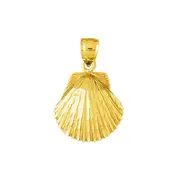 14K Gold Scallop Shell Charm