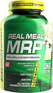 Cyborg Sport Real Meal- Vanilla Ice Cream 3kg - Meal Replacement Shake - Mass Gainer - 33 Serves - Balanced Protein Protein/Carbs/Fats - Low Gi -Vegetarian - Gum Free - All Natural Colours & Flavours