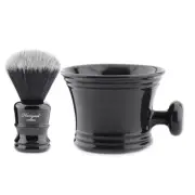 Luxury Black Shaving Mug with Synthetic Hair Shaving Brush for Men Perfect Gift