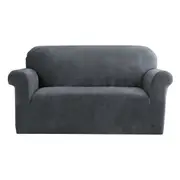 Velvet Sofa Cover Plush Couch Cover Lounge Slipcover 2 Seater Grey