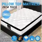 28cm Natural Latex Pillow Top 5 Zone Pocket Spring Mattress Top Layer SINGLE