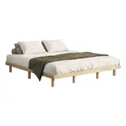 Oikiture Bed Frame King Size Wooden Bed Base Platform Solid Wood Slats