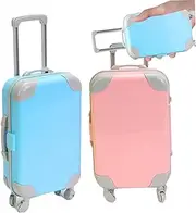 [Trrymbbe] 2Pcs Mini Suitcase Realistic Mini Suitcase Party Favor Box Openable Luggage with Extendable Pull Rod False Eyelash Case for Dolls Girls Gifts