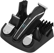 Silver,Professional 6 in 1 Hair Trimmer for Men, All-in-One Mens Grooming Kit and Hair Clipper, Nose, Ear,Body and Face, Hair Clippers with LCD Display, Gifts for Men