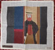 Hand Painted Signed by Artist Needlepoint Canvas Amish Man 14"x14" Square