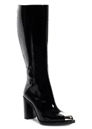 Alexander McQueen Punk Women's Patent Leather Tall Boots Black Size 37 / US 7