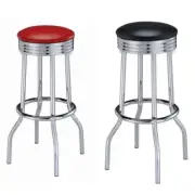 Theodore Modern Upholstered Leatherette Top Bar Stools Chrome Finish (Set of 2)