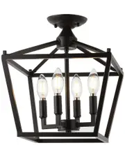 JONATHAN Y Designs Plains Mini Lantern 12 4 Light Iron Modern Farmhouse Led Flush Mount