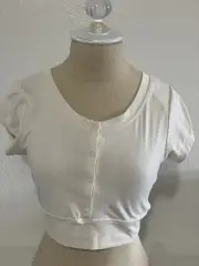 OFFLINE By Aerie Ribbed Crop Top Size L Beige