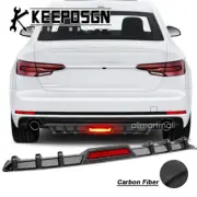 CARBON FIBER Rear Bumper Diffuser LED Brake Light Shark Fins for Audi A4 S4 RS4 (for: Audi)