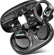 Bluetooth Sports Headphones, Wireless Bluetooth 5.4, in-Ear Headphones 4 ENC Noise Cancelling Mic, 75 Hours Immersive Sound, IP7 Waterproof Earphones Android/iOS, Comfort Fit with Ear Hooks, Black