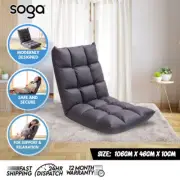 SOGA Grey Lounge Floor Recliner Sofa Bed Foldable Backrest Seat