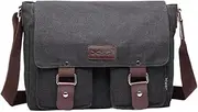 [Generic] Cross-Border Supply Canvas Bag Men's Shoulder Bag Messenger Bag Leisure Student School Bag Messenger Bag Manufacturers Wholesale Explosion Models Black 13 inches Black One Size