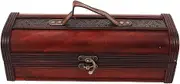 Ciieeo Vintage Trunk Wine Bottle Box Wood Wine Box with Lid and Handle Decorative Bottle Storage Carrying Case for Wine Lovers Birthdays Christmas Party