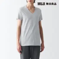 在飛比找momo購物網優惠-【MUJI 無印良品】男棉質無側縫天竺V領短袖T恤(共2色)